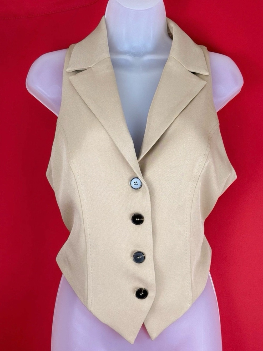 Sz Large ❤️ Cider Women’s Suit Vest Tan Beige With Ties